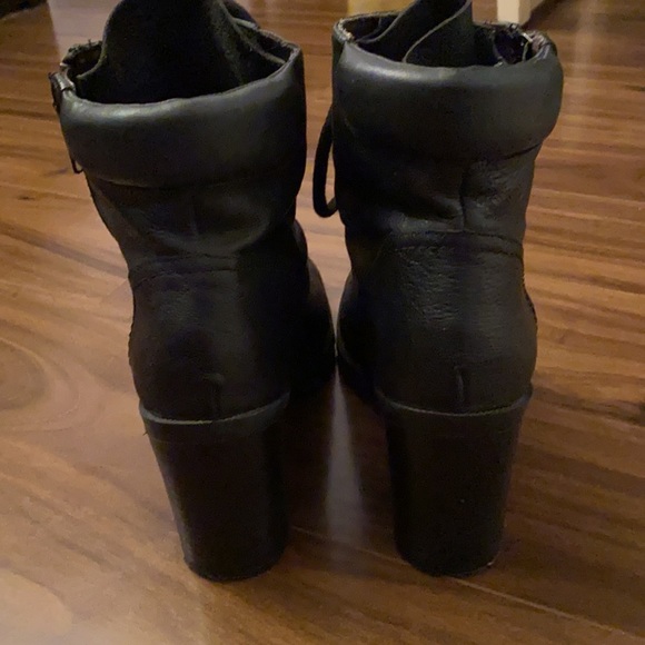 ALDO ZIPPER COMBAT BOOT LEATHER HEELS - Picture 6 of 9